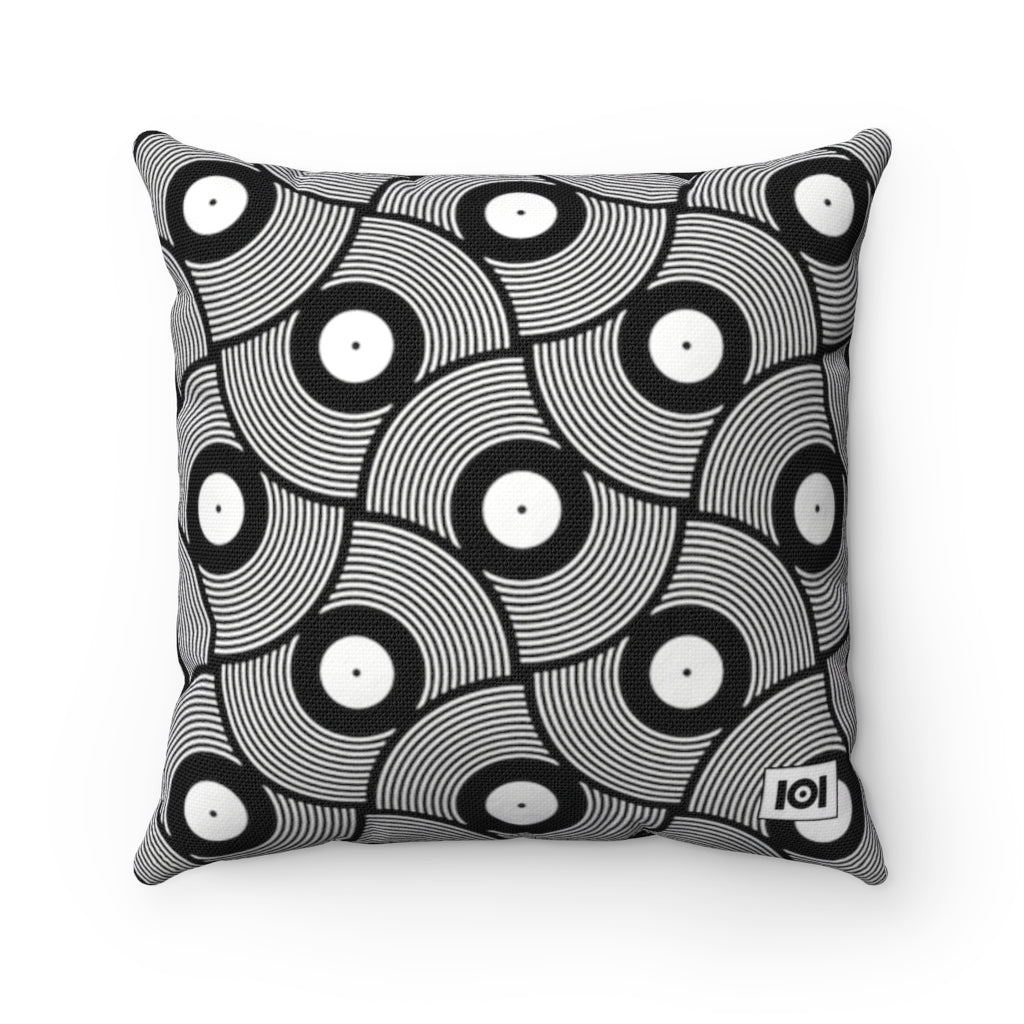 VINYL 02 PATTERN PILLOW - BLACK