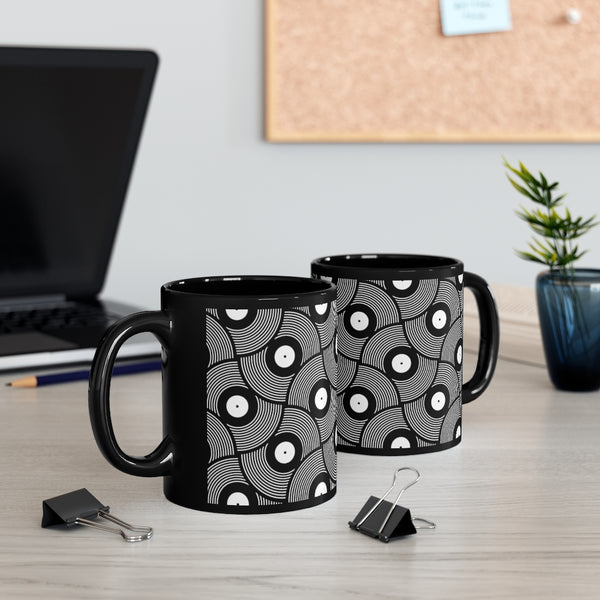 VIYNL 02 PATTERN COFFEE MUG - BLACK