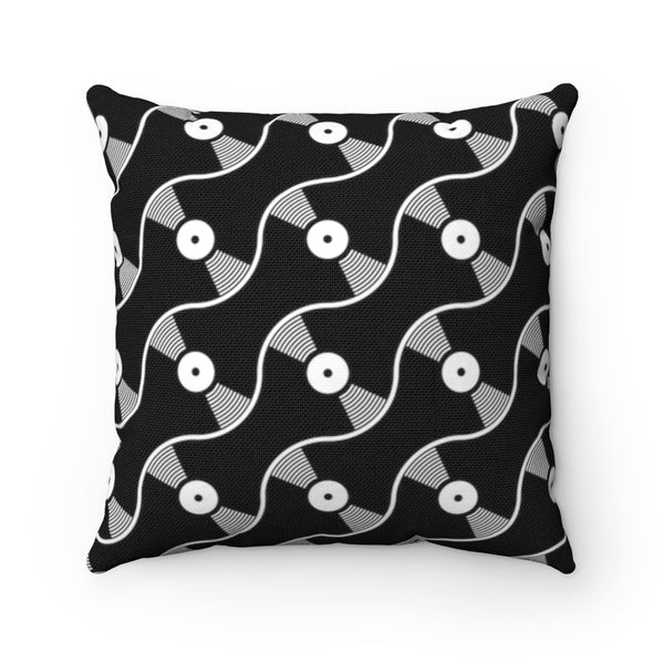 VINYL 01 PATTERN PILLOW - BLACK