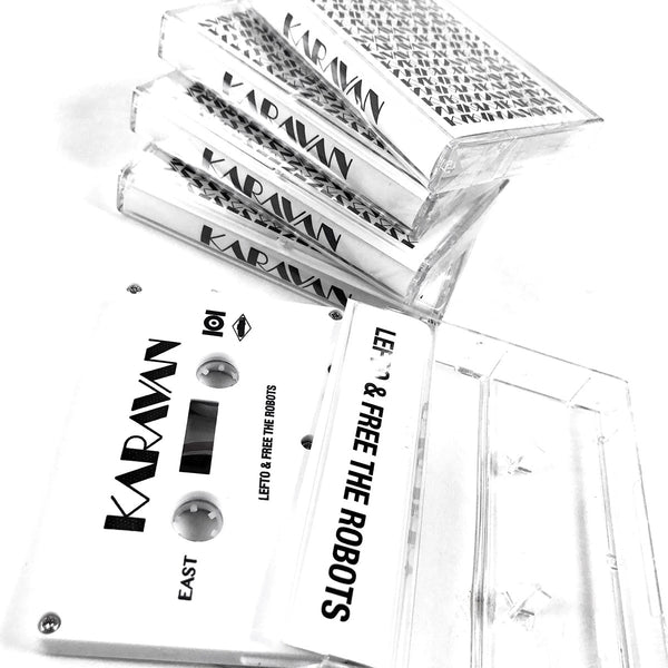 LEFTO & FREE THE ROBOTS "KARAVAN" T-SHIRT, LIMITED EDITION CASSETTE W/POSTER PRINT