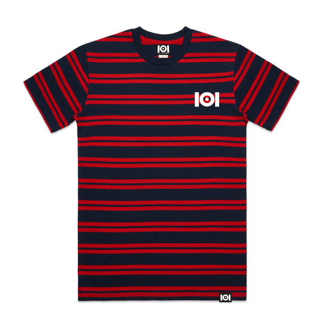 101 STRIPE RUGBY JERSEY RED/BLACK