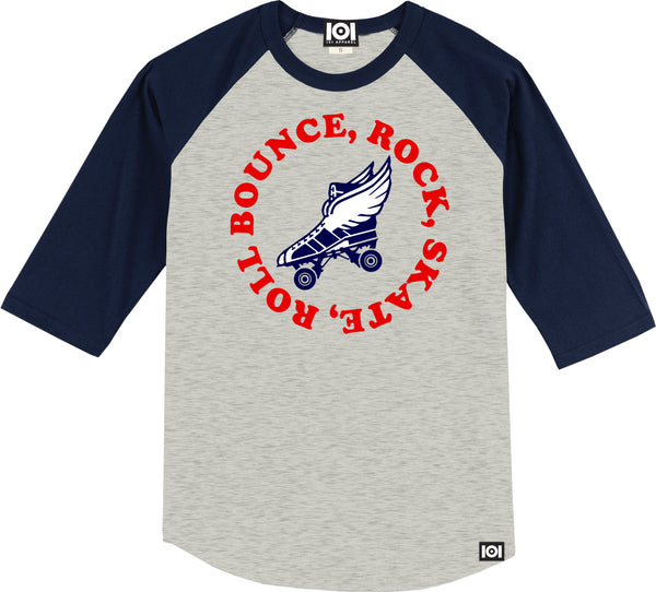 BOUNCE ROCK SKATE ROLL - BASEBALL 3/4 RAGLAN