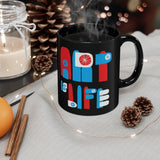 LIFE IS ART IS LIFE COFFEE MUG - BLACK