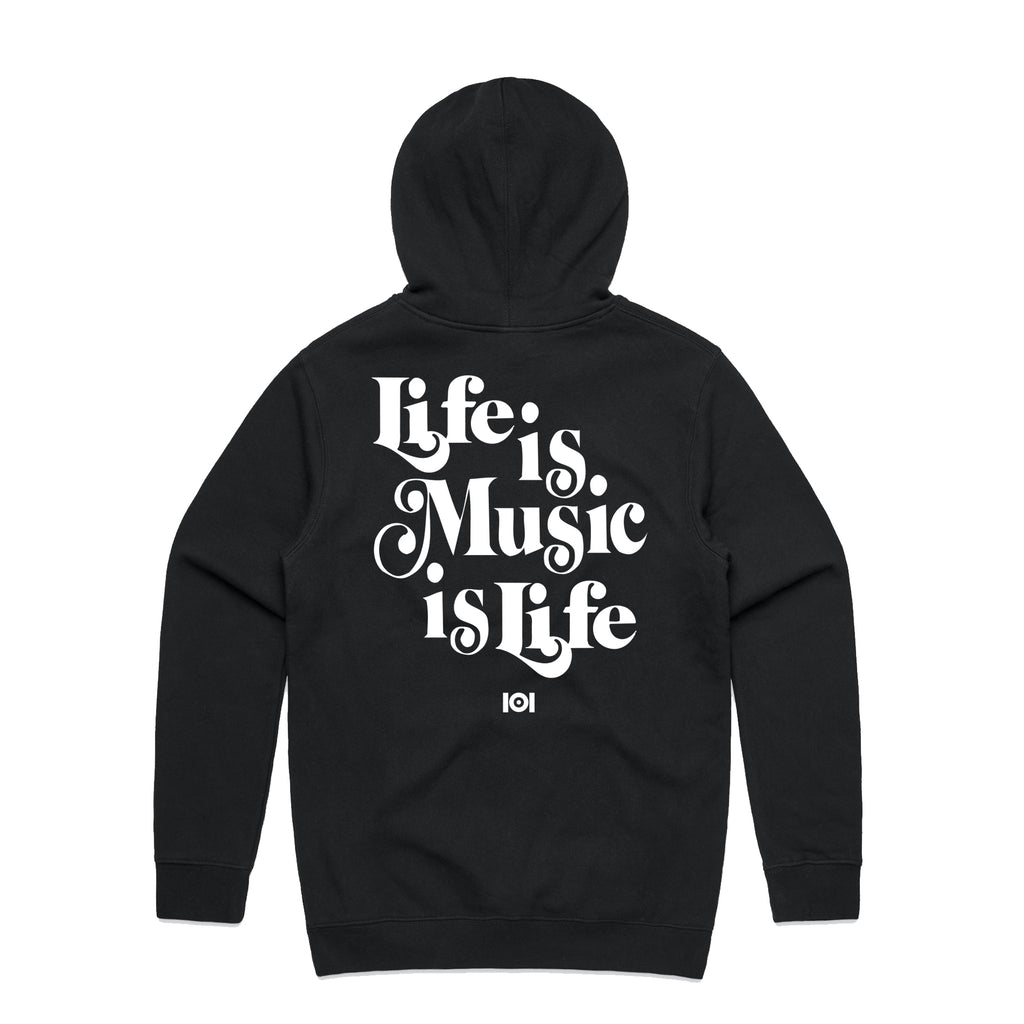 MUSIC IS LIFE IS MUSIC HOODED FLEECE MUSIC IS LIFE IS MUSIC HOODED FLEECE