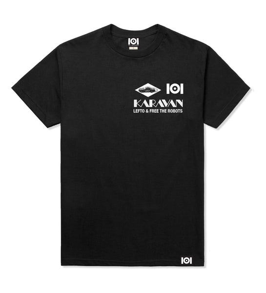 LEFTO & FREE THE ROBOTS "KARAVAN" T-SHIRT, LIMITED EDITION CASSETTE W/POSTER PRINT