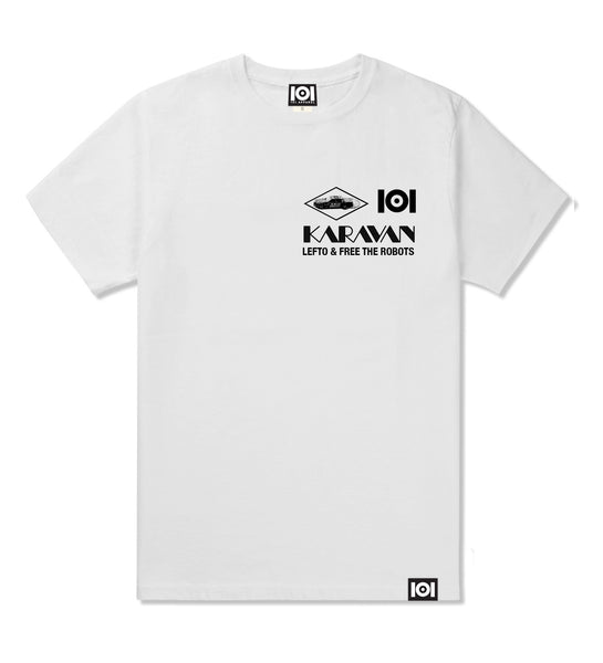 LEFTO & FREE THE ROBOTS "KARAVAN" T-SHIRT, LIMITED EDITION CASSETTE W/POSTER PRINT
