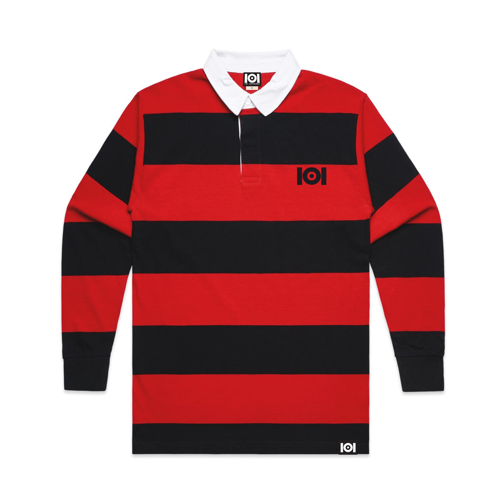 101 STRIPE RUGBY JERSEY RED/BLACK 101 STRIPE RUGBY JERSEY RED/BLACK