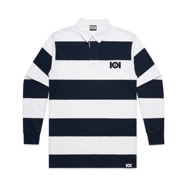 101 STRIPE RUGBY JERSEY WHITE/NAVY