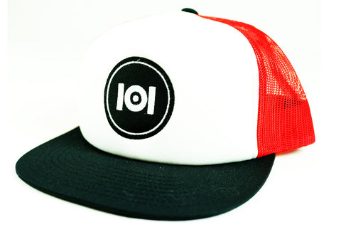 101 LOGO TRUCKER HAT - WHITE/RED/BLACK