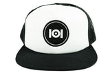 101 LOGO TRUCKER HAT - WHITE//BLACK