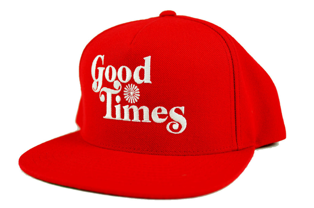 GOOD TIMES - 5 PANEL SNAP BACK HAT - RED