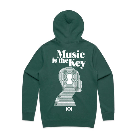 MUSIC IS THE KEY HOODED FLEECE - GREEN