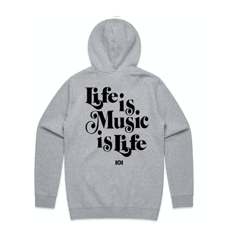 MUSIC IS LIFE IS MUSIC HOODED FLEECE - MAROON