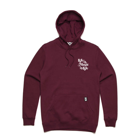 MUSIC IS LIFE IS MUSIC HOODED FLEECE - MAROON